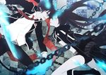  ao_no_exorcist black_hair black_rock_shooter black_rock_shooter_(character) blue_eyes chain chains crossover kuroi_mato kurot okumura_rin sword twintails underwear weapon 