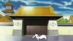  bleach blue_sky cloud cloudy_sky crossover day east_asian_architecture kyubey mahou_shoujo_madoka_magica no_humans parody sky 