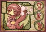  akihiyo asa_no_ha_(pattern) bow character_sheet fairy flower from_behind japanese_clothes kimono long_hair original personification plum_blossoms ponytail red_hair translated 