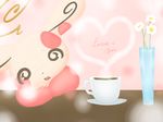  &hearts; ??? @_@ bear big_ears chiyumilk coffee coffee_mug counter cute english_text feral flower love mammal nintendo panda pok&#233;mon pok&eacute;mon solo spinda text video_games 
