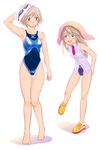 bad_id bad_pixiv_id blue_eyes brown_hair competition_swimsuit goggles green_eyes jacket long_hair mizuno multiple_girls necktie no_socks one-piece_swimsuit original shoes shoko_(moccom) short_hair swim_cap swimsuit swimsuit_under_clothes thigh_gap towel towel_on_head 