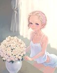  bare_shoulders blonde_hair blue_eyes blush flower hairband lowres original solo weno weno's_blonde_original_character 