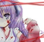  artist_request blood hanyuu higurashi_no_naku_koro_ni horns japanese_clothes lowres miko purple_eyes purple_hair solo 