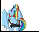  anthrofied blue_fur equine female friendship_is_magic fur horse mammal my_little_pony paradoxos pegasus plain_background pony rainbow_dash_(mlp) solo white_background wings 