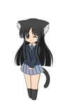  akiyama_mio animal_ears black_hair blush cat_ears cat_tail chibi highres k-on! long_hair one_eye_closed smile socks solo suzunonaruki tail uniform 