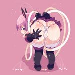  animal_ears aqua_eyes ass ass_grab bent_over breasts deathlock-san fake_animal_ears fat_mons grabbing_own_ass highres lactation looking_back medium_breasts microskirt milk milking_machine nipples original pink_background pink_hair puffy_nipples short_hair simple_background skindentation skirt solo thighhighs tube wet zankuro 