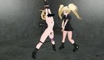  3d_custom_girl_(game) bdsm blonde chain femdom school_uniform slave straps twin_tails vibrator 