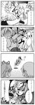  4koma blood comic greyscale highres kamata_yuuya kaname_madoka kyubey mahou_shoujo_madoka_magica miki_sayaka monochrome multiple_girls thighhighs tomoe_mami translated 