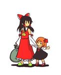  2girls bag biting chibi hakurei_reimu multiple_girls rumia terrajin touhou 