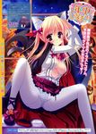  cleavage halloween hinamatsuri_touko kemonomimi nekomimi no_bra open_shirt pantsu pantyhose shimapan skirt_lift tail 