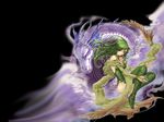  amazio_komeko boots bridal_gauntlets dragon final_fantasy final_fantasy_iv green_footwear green_hair hair_ornament mist_dragon rydia thigh_boots thighhighs third-party_edit wallpaper 