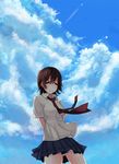  bad_id bad_pixiv_id brown_hair cloud comrade_stalin day necktie original short_hair sky solo wind 