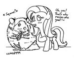  black_and_white cutie_mark equine female feral fluttershy_(mlp) friendship_is_magic hamster horse mammal monochrome my_little_pony pegasus plain_background pony rodent seed wasd999 wasd_999 white_background wings 