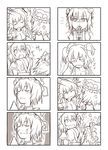  4koma anger_vein bad_id bad_pixiv_id bleeding blood blood_on_face breasts cleavage closed_eyes comic cuts drooling greyscale hair_bobbles hair_ornament hat highres injury large_breasts monochrome multiple_4koma multiple_girls onozuka_komachi open_mouth rod_of_remorse scolding scythe shiki_eiki short_hair sweatdrop touhou waking_up yuuji_(and) zzz 