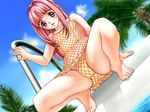 casual_romance_club houkago_ren-ai_club joy_ride mizugi pink_eyes pink_hair pool spread_legs squat sukumizu 