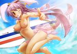  ;p animal_ears bad_feet bikini breasts bunny_ears duplicate large_breasts long_hair nipples nude nude_filter one_eye_closed purple_hair reisen_udongein_inaba sarong scarlet_(studioscr) see-through side-tie_bikini solo swimsuit third-party_edit tongue tongue_out topless touhou 