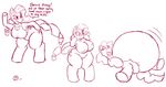  anthrofied badgerben belly big_belly big_breasts breasts chubby dialog dialogue equine fat female friendship_is_magic full horse mammal my_little_pony nipples nude overweight pinkie_pie_(mlp) plain_background pony rarity_(mlp) shocked stuffed text what white_background wide_hips 