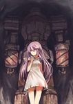  bryanth highres jewelry long_hair mechanical original pendant purple_eyes purple_hair robot skirt solo standing torn_clothes white_skirt 