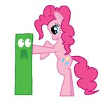  blue_eyes creeper crossover equine female feral friendship_is_magic fur hair horse mammal minecraft my_little_pony pink_fur pink_hair pinkie_pie_(mlp) plain_background poke pony unknown_artist white_background wtf_is_that_thing 
