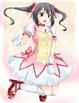  black_hair brown_eyes christine_marie_cabanos cosplay furaton gloves highres k-on! kaname_madoka kaname_madoka_(cosplay) long_hair mahou_shoujo_madoka_magica nakano_azusa seiyuu_connection solo twintails 