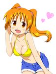  bikini_top brown_hair casual colorized denim denim_shorts derivative_work long_hair mochizuki_tomomi open_mouth shiguko shinryaku!_ikamusume short_shorts shorts solo twintails 