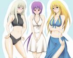  akof bikini blonde_hair fliz m.u.g.e.n mugen_(game) pink_hair sula swimsuit white_hair 