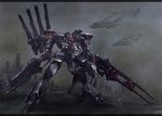  armored_core armored_core:_for_answer city cityscape cradle_(armored_core) damaged energy_gun glowing glowing_eyes gun laser_rifle mecha no_humans red_eyes rifle rocket_launcher ruins smoke touge_(kubiwa_tsuki) unsung weapon 