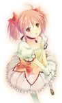  dress gloves hair_ribbon hijiri_ruka kaname_madoka magical_girl mahou_shoujo_madoka_magica open_mouth pink_eyes pink_hair ribbon shoes socks solo twintails 