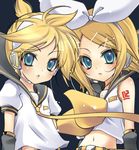 1girl brother_and_sister kagamine_len kagamine_rin lowres siblings twins vocaloid yukian 