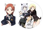  agahari animal_ears blush cat_ears character_doll dog_ears doll eila_ilmatar_juutilainen erica_hartmann lufthansa minna-dietlinde_wilcke multiple_girls open_mouth pantyhose sakamoto_mio sanya_v_litvyak smile stewardess strike_witches tail uniform world_witches_series 