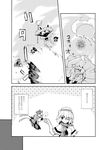  alice_margatroid book bow broom buchi_maru comic doll greyscale hair_bow hairband hat kirisame_marisa monochrome multiple_girls shanghai_doll short_hair touhou translated witch_hat 