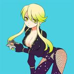  blonde breasts brown_eyes cleavage fingerless_gloves fishnets gloves huge_breasts kasuga long_hair oppai sengoku_basara solo yellow_eyes 