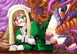  blush brown_hair cross_section crying deep_penetration heterochromia impregnation large_insertion long_hair restrained rozen_maiden spread_legs suiseiseki tears tentacles x-ray 