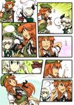  2girls :d ? ^_^ ^o^ arm_behind_head bangs blunt_bangs bow braid closed_eyes comic floating from_behind from_side ghost green_eyes hair_bow hair_ribbon height_difference hitodama hong_meiling index_finger_raised konpaku_youmu long_hair multiple_girls obentou open_mouth plugging_ears profile puffy_short_sleeves puffy_sleeves red_hair ribbon short_hair short_sleeves silent_comic silver_hair smile star sweatdrop talking touhou twin_braids yagimiwa 