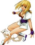  bare_legs blonde blue_eyes dog excel excel_saga fingerless_gloves menchi 