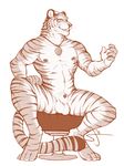  background balls big_muscles feline flaccid front fur furry looking_at_viewer male male_focus mammal muscles necklace nipples no_humans nude partran penis penis_tip plain_background pose sheath simple simple_background sitting smile solo spottyjaguar spread_legs spreading tiger white_background 