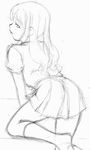  catplus from_behind kneeling looking_back sketch skirt 