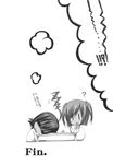  ahoge chibi comic doujinshi greyscale highres kuroi_sumi moetan monochrome multiple_girls nijihara_ink sleeping translation_request 