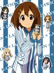  akiyama_mio amano_kouki brown_eyes brown_hair can chibi coffee employee_uniform hirasawa_yui k-on! kotobuki_tsumugi lawson multiple_girls nakano_azusa official_style short_hair tainaka_ritsu uniform 