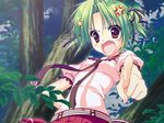  fang game_cg green_hair hoshizora_e_kakaru_hashi ryohka seifuku toudou_koyori tree 