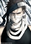  bandages black_eyes black_hair headband kei-suwabe kirigakure_symbol male_focus momochi_zabuza naruto naruto_(series) ninja solo 