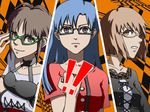  akizuki_ritsuko all-out_attack cut-in glasses hagiwara_yukiho idolmaster idolmaster_(classic) idolmaster_1 kisaragi_chihaya multiple_girls parody persona persona_4 punkish_gothic zearthp 