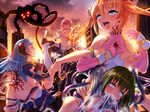  4girls ahegao blonde_hair blue_eyes blue_hair city empty_eyes fucked_silly game_cg honjou_emiru honjou_erena honjou_karen long_hair mahou_shoujo_erena mind_control multiple_girls parasite pink_hair rolleyes rolling_eyes slime tentacle torn_clothes twintails valkyria_(studio) 