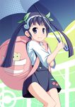  backpack bad_id bad_pixiv_id bag bakemonogatari blue_eyes fang hachikuji_mayoi long_hair mizuki_tao monogatari_(series) purple_hair solo twintails umbrella 