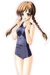  braid brown_eyes megane mizugi school_uniform standing sukumizu tagme twin_tails 