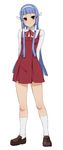  blue_hair dress hairband kannagi long_hair nagi-sama purple_eyes school_uniform shoes socks tokita_arumi 