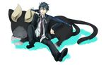  ao_no_exorcist blacky cat kuro_(ao_no_exorcist) okumura_rin open_mouth sword weapon 