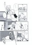  androgynous ascot bad_id bad_pixiv_id bag comic greyscale kyouno monochrome original pig school_uniform skirt translated 