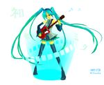  guitar hatsune_miku knee_socks musical_instrument tagme tie twin_tails vocaloid 