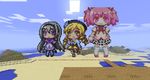  highres mahou_shoujo_madoka_magica minecraft multiple_girls parody 